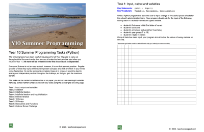 KS4 Summer Worksheets on TES